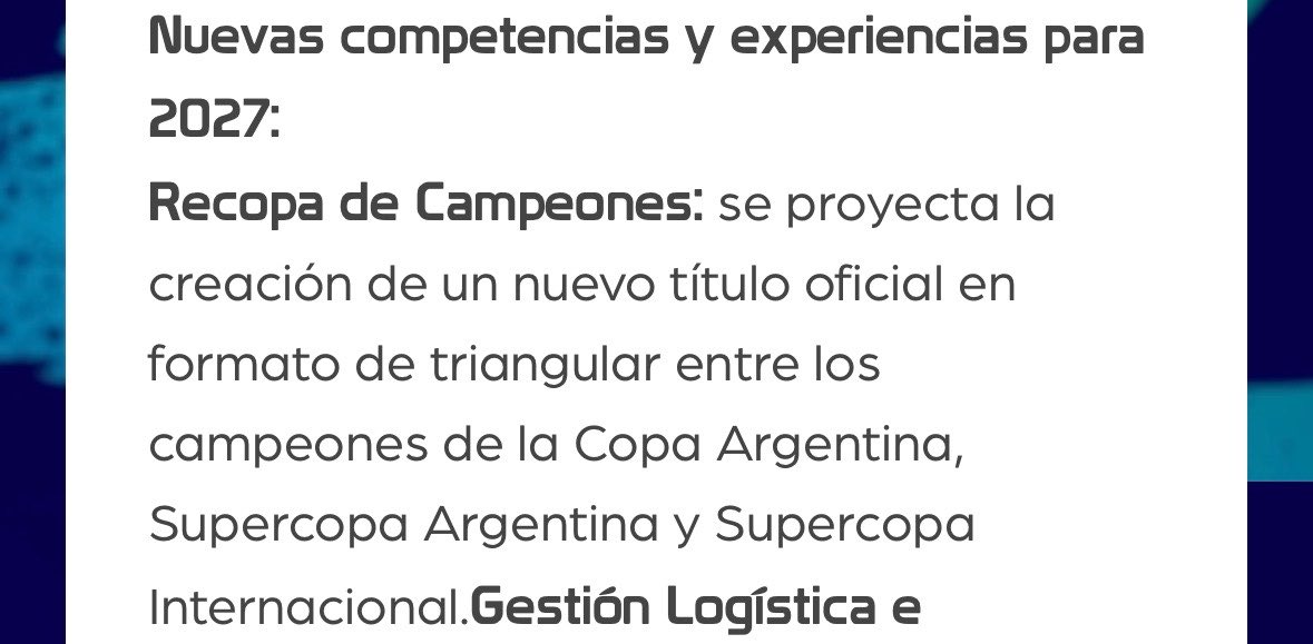 GerGarciaGrova's tweet photo. 🚨🚨🚨TENEMOS UN NUEVO TROFEO EN ARGENTINA🚨🚨🚨

📌Se anuncia la RECOPA DE CAMPEONES

📍Triangular entre el ganador de la Copa Argentina, SuperCopa Argentina y SuperCopa Internacional https://t.co/4HTCnwdDRO
