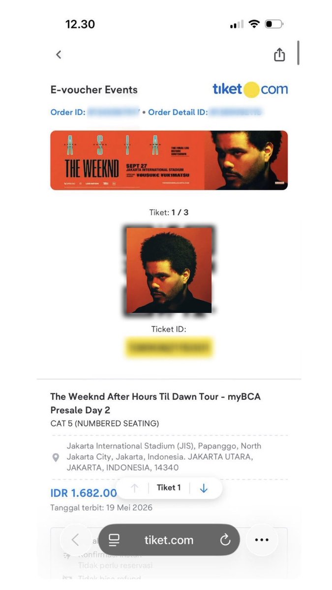 Rinkgy5's tweet photo. WTS WANT TO SELL 
THE WEEKND IN JAKARTA🎟️

1 TICKET — CAT 5
💸 Rp1.600.000 (negotiable)
📍 jakarta  | day 2

DM if interested / need more details 🫶🏻

#zonauang #wts #theweeknd #theweekndconcert #jakarta #indonesia
#wts https://t.co/Wzd3uK0htt