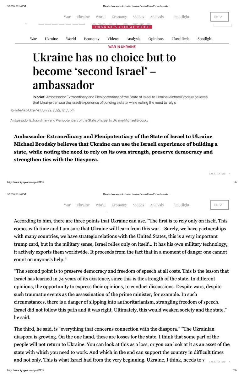 MasterBantering's tweet photo. @kadmitriev Amb. Michael Brodsky wasn't speaking allegory when he said Ukraine needed to be a "2nd Israel"👇

In fact that dovetails nicely with March 16, 2014 story by Hirsh Ostropoler &amp;
I. Z. Grosser-Spass, on 'Israel's Secret Plan for a 2nd Israel in Ukraine'👇 https://t.co/LDbX2084UH