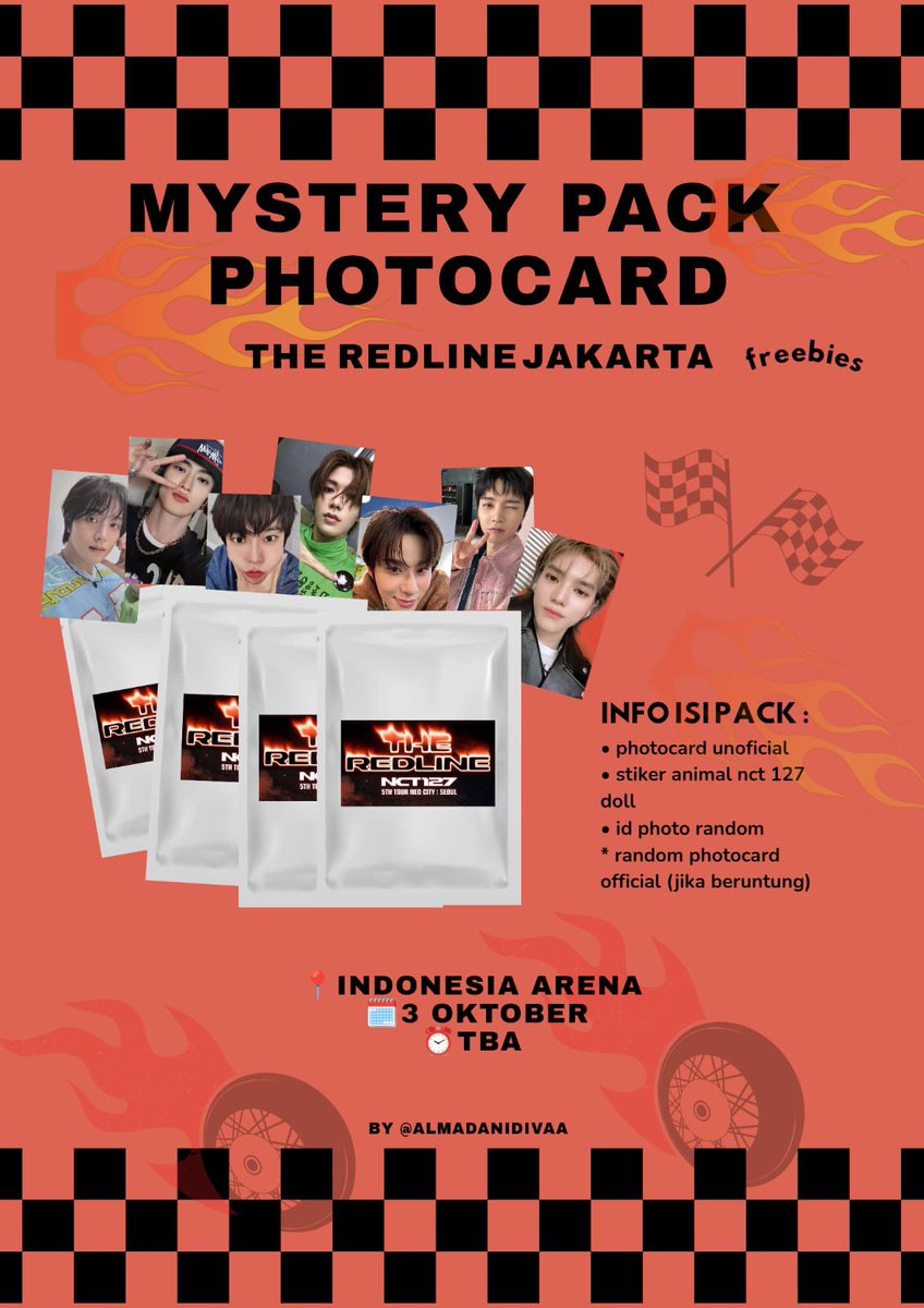 AlmadaniDivaa's tweet photo. freebies 🔥THE REDLINE IN JAKARTA 🔥
by @AlmadaniDivaa 
💌❓Mystery pack photocard 💌❓
#nct127
#theRedlineinJakarta #Nct127inJakarta 
📍 Indonesia arena 
📆 3 Oktober 2026

~ rt &amp; like are appreciated
~ just find me and say hi
~ kindly tag me if get one
✨ Available for trade DM https://t.co/J13Oag1cx7