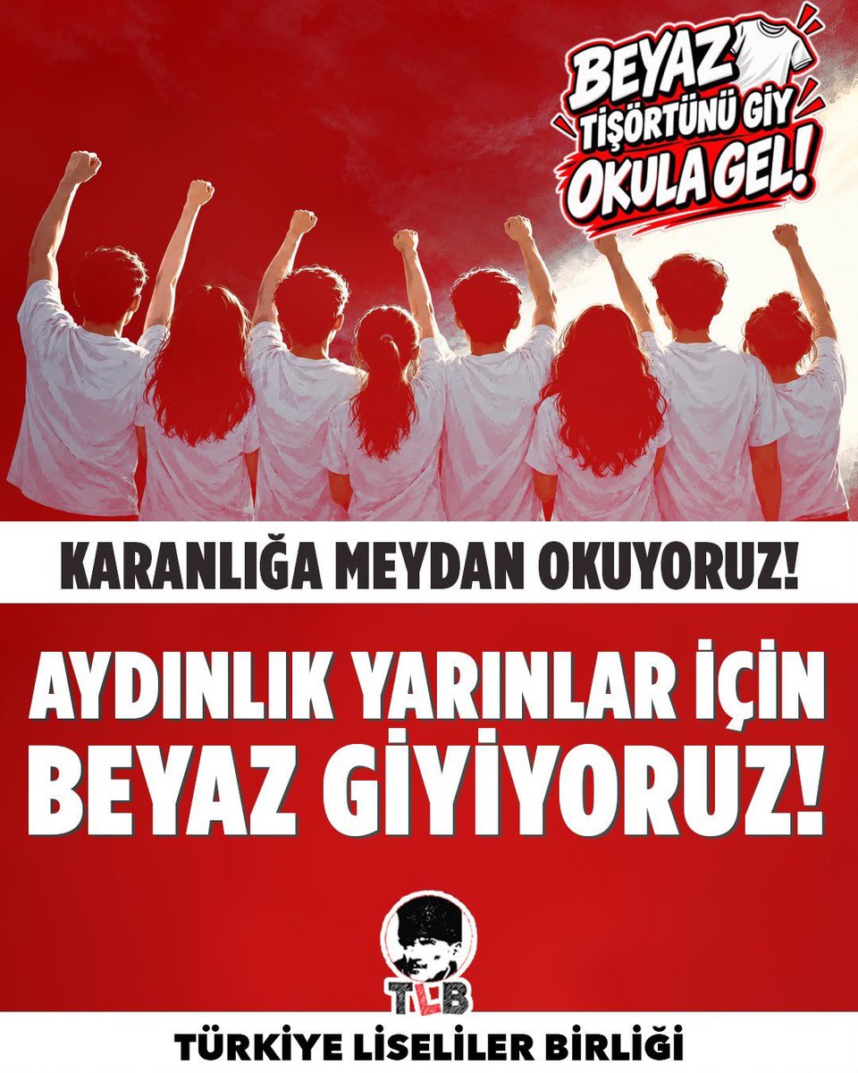 esmndemir's tweet photo. Gençlerimizin, neoliberal sistemin fikirlerine teslim etmeyeceğiz. 
Yarın; hayatın her alanında canımızı yakan bu sisteme dur demek için, dayanışma için ve aydınlık yarınlarımızın mesajını vermek için #beyazgiyiyoruz https://t.co/jzT1ZqD9hK