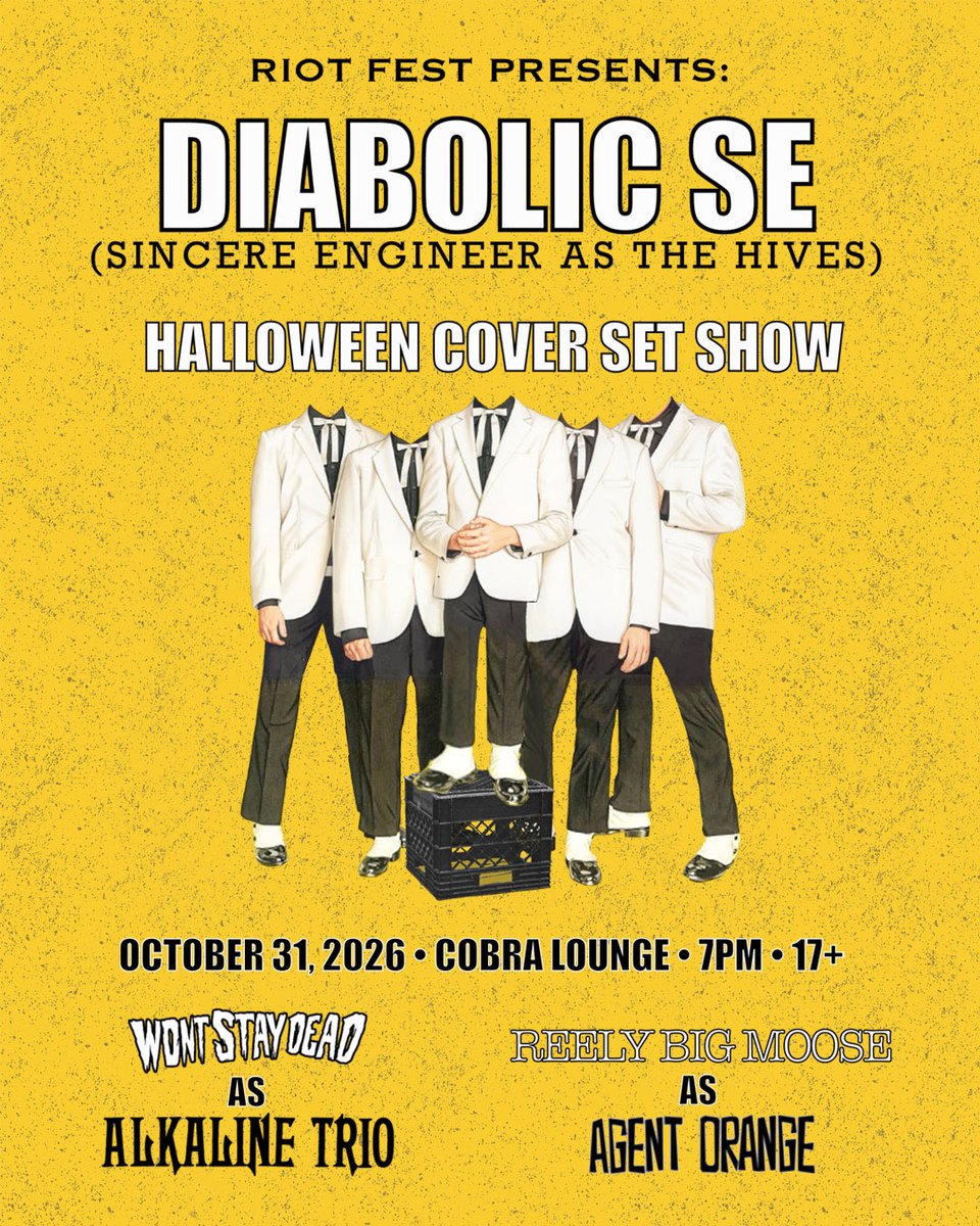 SincereEngineer's tweet photo. tickets for our Halloween cover set show are on sale now!! we’re going as @TheHives!!!! what are you gonna be?!

https://t.co/Y4s3ZYJnFL https://t.co/Et1BjwFOk3
