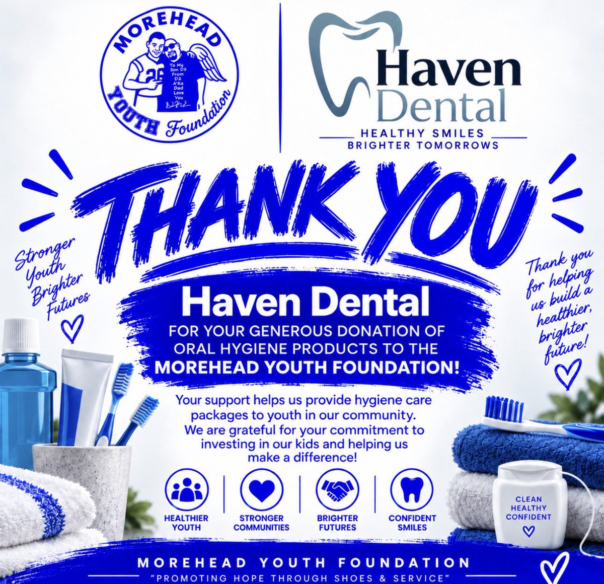 MoreheadYouth's tweet photo. Thank you and shoutout to Haven Dental for their generous donation of oral hygiene products!!! 🦷💙🙌🏽 #fyp #moreheadyouthfoundation #toledoohio https://t.co/RrlvHBe5HB