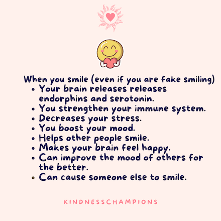 KindnessChamps's tweet photo. "Peace begins with a smile." Mother Teresa
G'Day beautiful people🥰
Smiling (even fake smiling) provides a plethora of positives for you and for other people too😁
Credit Unknown😊
#smile #smiling #bethe1to #ubuntu❤️ https://t.co/5adalwhzl5