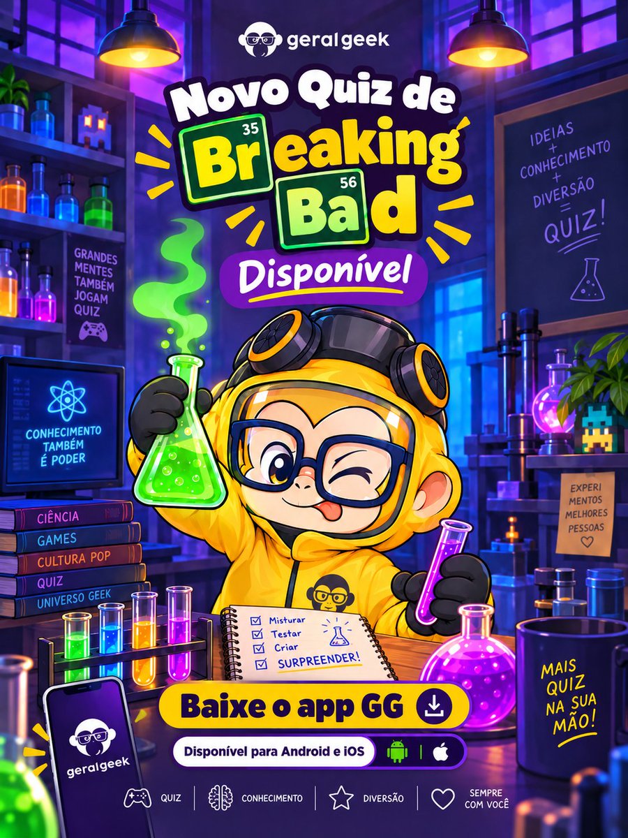 geral_geek's tweet photo. QUEM MANJA DE BREAKING BAD?  👀

O Quiz GG está de volta, e dessa vez o desafio é para quem conhece Walter White, Jesse Pinkman e todo o universo de Breaking Bad. 🧪

Será que você consegue chegar ao topo do ranking? 🏆 https://t.co/EDW4HaWZIC