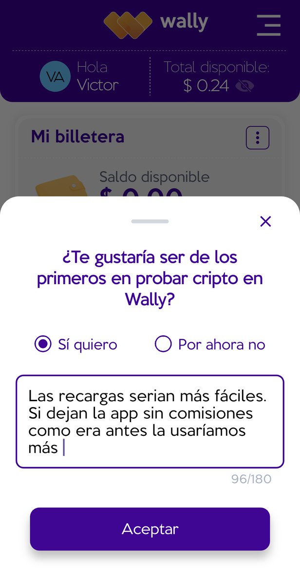 aguila_tech's tweet photo. Recarga con cripto es lo nuevo que llegara a @wallytech_ anótate en la lista de espera, actualiza la app y cliquea en el banner de Cripto en Wally, di que SI y deja una nota y ya estas a la espera de la nueva funcion https://t.co/50M1ziXckV