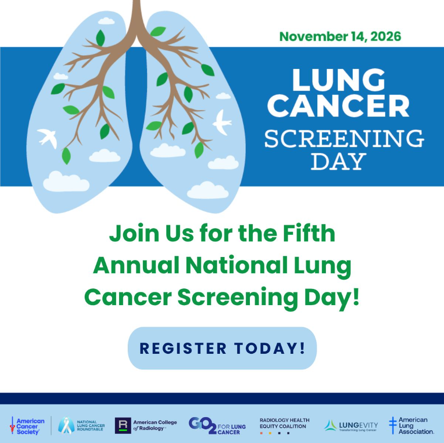NLCRTnews's tweet photo. National Lung Cancer Screening Day is happening Saturday, 11/14!

The 5th annual #LCSDay2026 brings screening centers nationwide together to raise awareness and make lung cancer screening more accessible.

🔗 Register: https://t.co/UcHYkBcyXj

@RadiologyACR https://t.co/8r35FBNpxT