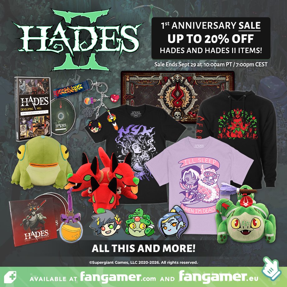 Fangamer's tweet photo. Just in time for Hades II's first anniversary we're launching a new shirt, Princess of the Underworld, plus a sale on products from across our Hades collection! 

Browse everything here: https://t.co/arcMwgolft https://t.co/SDYXKm6b6X