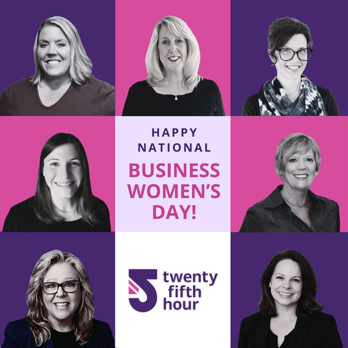 25thHourComm's tweet photo. Celebrating the women who have helped make 25th Hour what it is today. 💜 We’re lucky to have such a talented group of women behind everything we do!  Happy National Business Women’s Day! 💕  #NationalBusinessWomensDay #25thHour #WomenInBusiness https://t.co/tBnajP4Dgw
