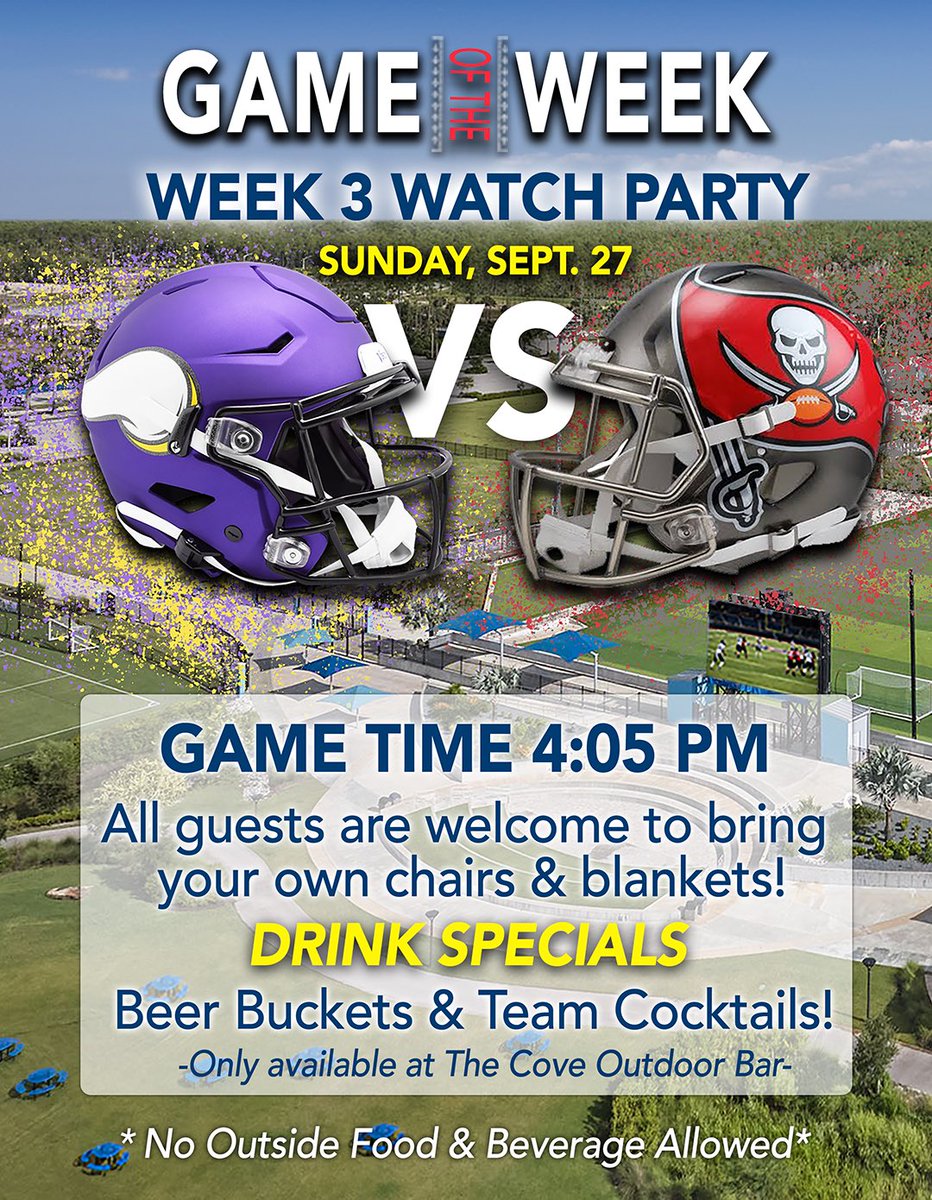 PCSCNaples's tweet photo. 🏈 WEEK 3 WATCH PARTY IS HERE! 🏈
The fans have spoken, and we’re ready to kick off another game day at The Cove this Sunday! 🙌

Grab your chairs, bring a blanket, and invite your crew to watch the action outdoors on our 40-foot Jumbotron! 📺 https://t.co/bfzBV3BRsw