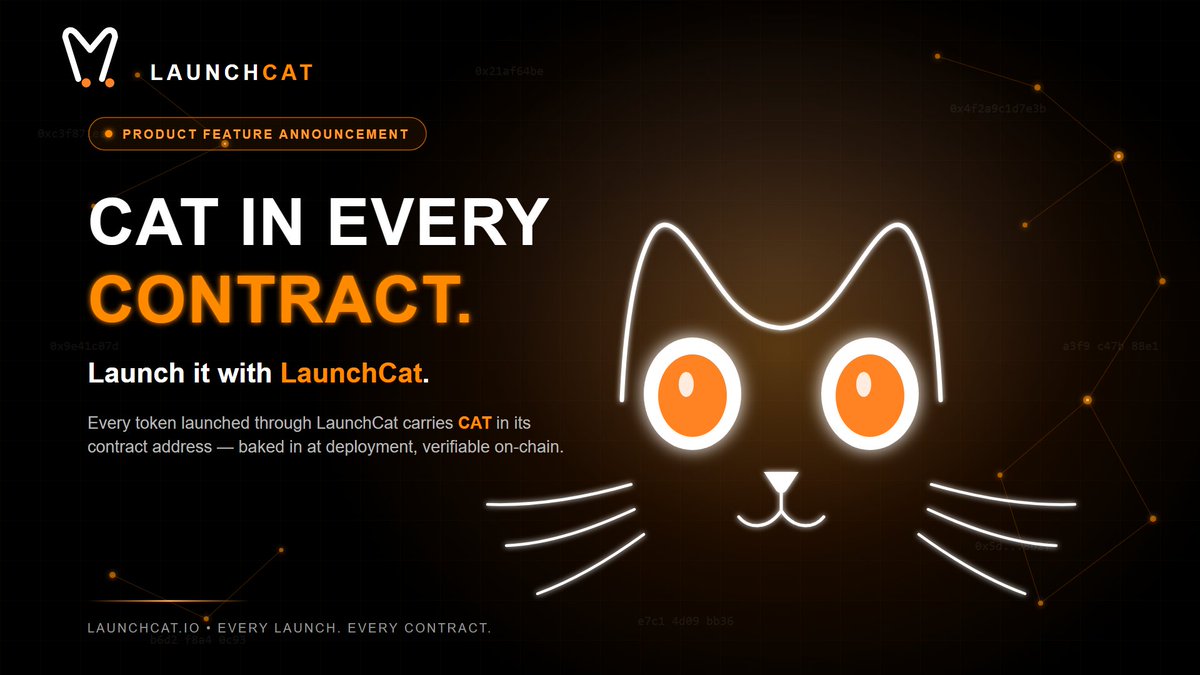 LaunchCatfun's tweet photo. LAUNCHCAT IS OFFICIALLY LIVE

The cat is out

Launch your token with LaunchCat built for creators, traders, and the next wave of on-chain launches.

- LaunchCat is LIVE
- CAT in every contract
- Built for the launchpad meta

Official CA: D6APTypLkUNiwGiVxFyRQWJyTSCF4eKfZ84XzzjMVCAT

The cat has landed
