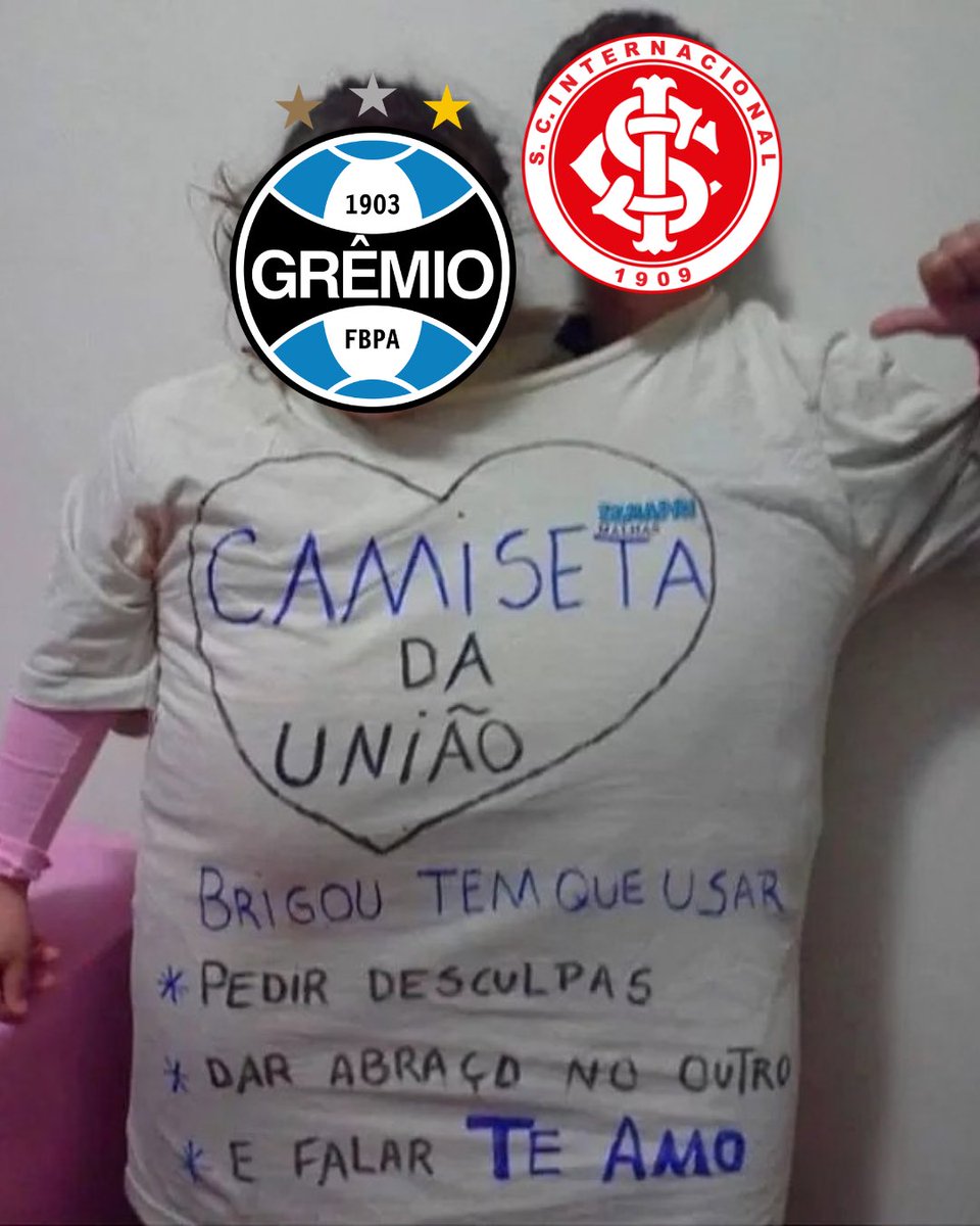 matheuspggomes's tweet photo. gremistas 🤝🏾 colorados 
unidos pelo voto no 50123
e paz nos estádios 🙏🏾 https://t.co/03k1c1lTCT