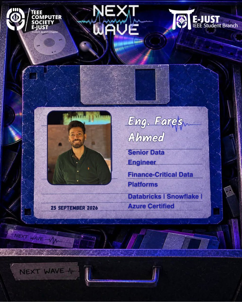 IEEE_CS_EJUST's tweet photo. ��� One more record has been added to the archive…

Meet our sixth speaker at Next Wave II
👤 Eng. Fares Ahmed 

🎙 Session: Beyond the Tools: How Data Engineers Should Think

💾 Record saved.
The archive keeps evolving…

#IEEE
#IEEECS
#IEEEEJUSTCS
#IEEECSEJUSTSBC
#Next_Wave_II https://t.co/irejTYTvib