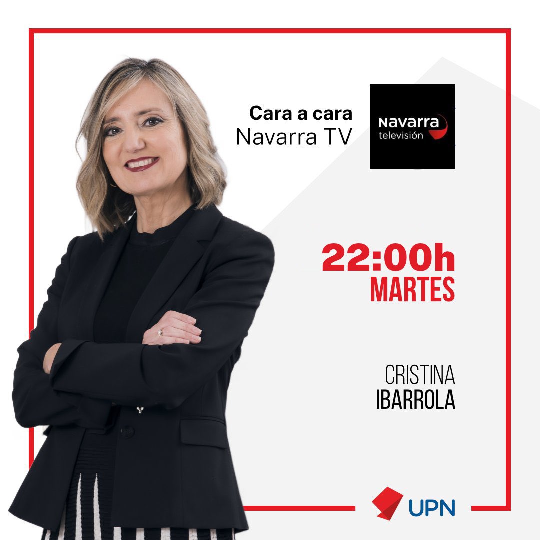 upn_navarra's tweet photo. #Medios #Entrevista

📺 @crisibarrola_, Presidenta de UPN y candidata a la presidencia del Gobierno de Navarra, será entrevistada este martes en el programa #CaraAcara de @NavarraTV.

📅 Martes 22 de septiembre.
⌚️ 22:00 horas.

Síguelo en directo aquí: https://t.co/Pnsb2HojzY https://t.co/3YQs4estox