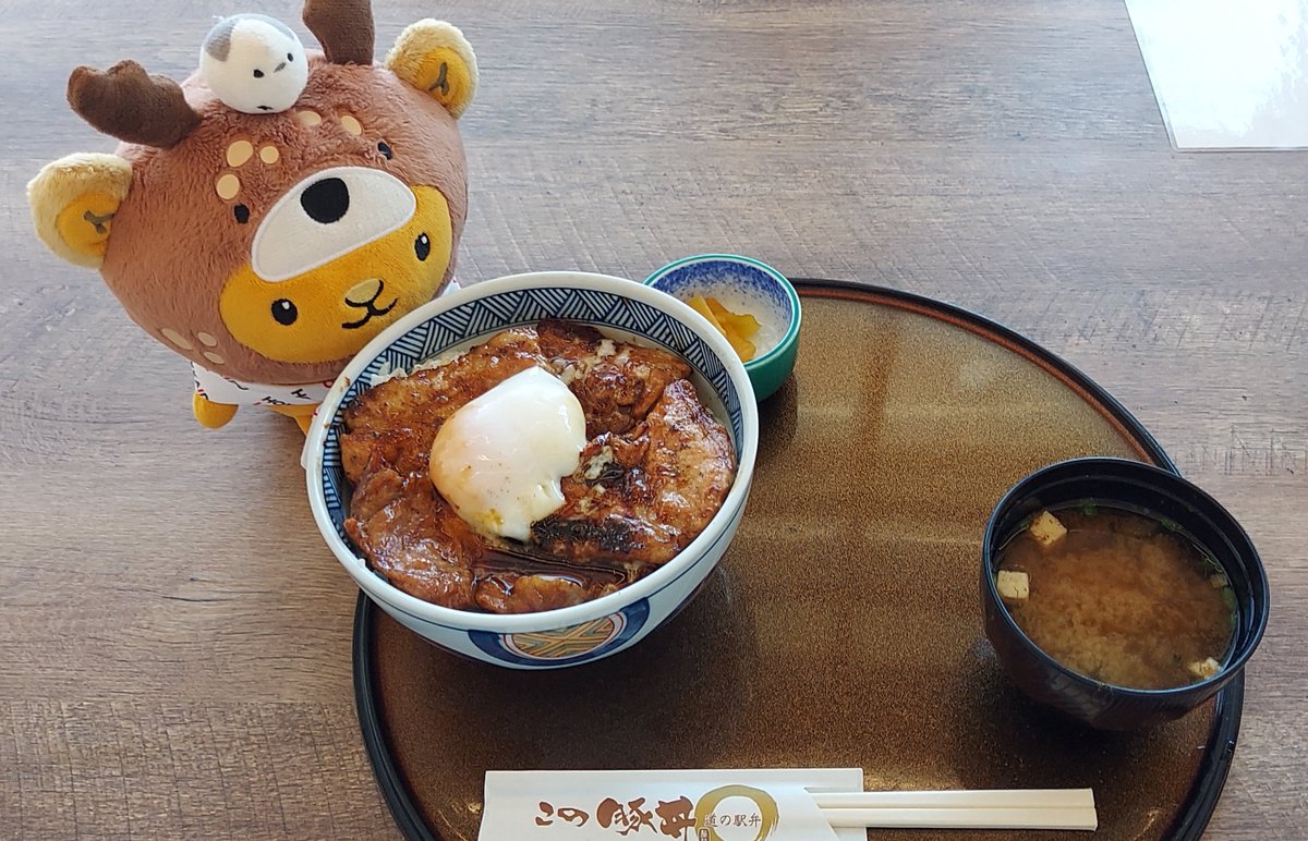 ayk_cc55's tweet photo. ３０分待ちと言われて１５分で提供された９月のメニュー月見豚丼。ご飯の量半分でもいいんじゃ…ってくらい多かったキュン💦
今日は風が強かったから２匹でお出掛けしたのに外の撮影はエナキュンしか撮影出来なかった。そういう日もある😅 https://t.co/bi8LEk7wbR
