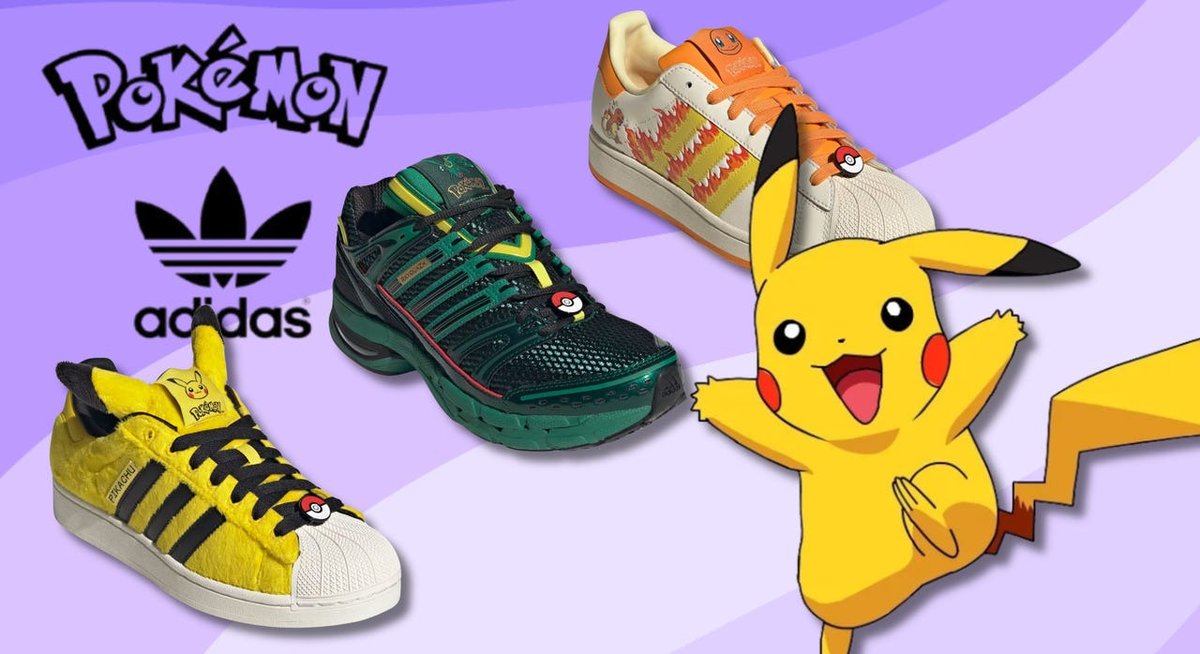 IGN's tweet photo. Adidas just dropped its limited-edition Pokémon collection, the latest in a pretty wild list of collaborations celebrating the franchise’s 30th anniversary. https://t.co/eVXD8uGLZ2 https://t.co/8lSLGolEqF