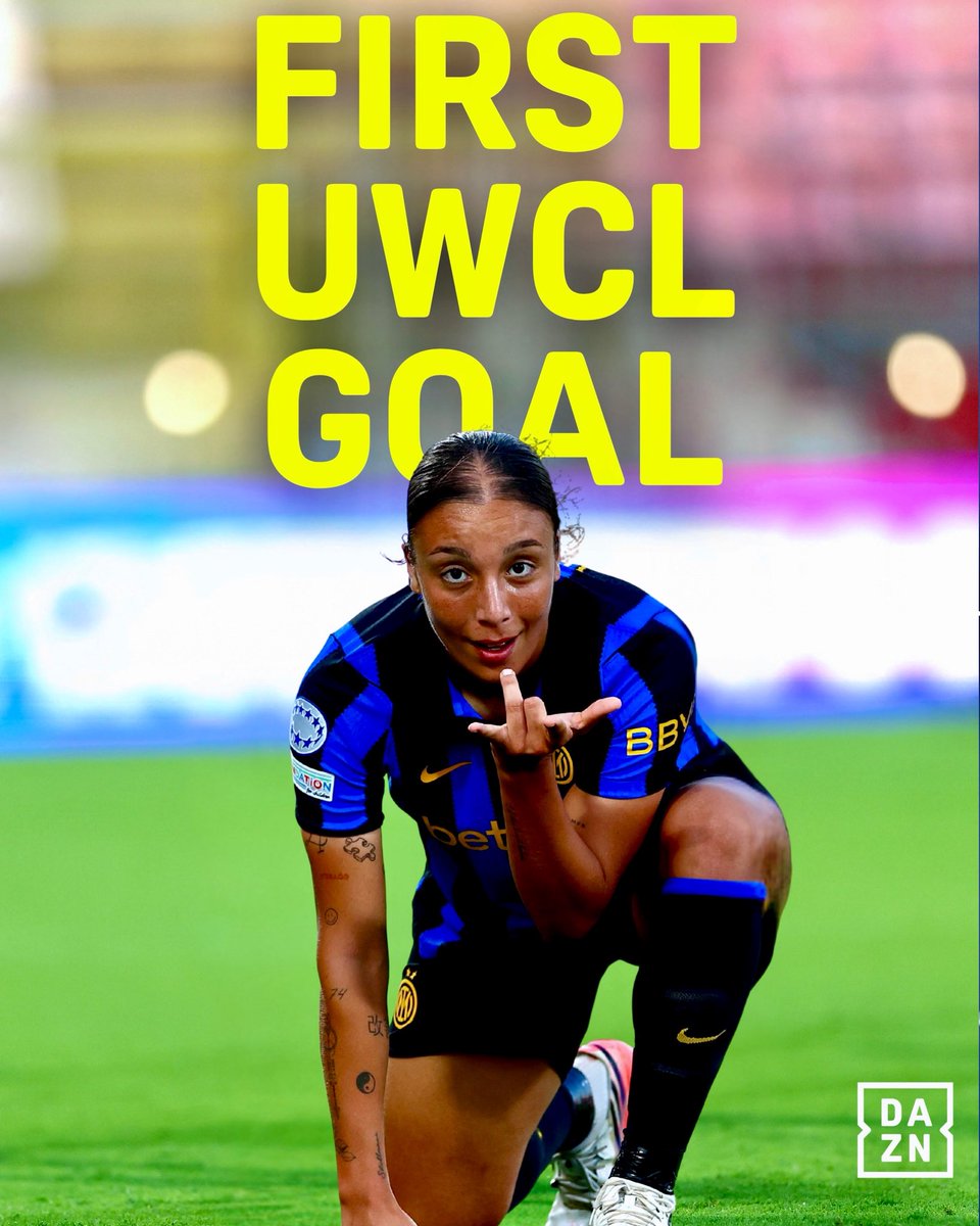 DAZNWFootball's tweet photo. FIRST EVER @UWCL GOAL FOR THE NERAZZURRI!💥🤩

Haley Bugeja makes history for @Inter_Women in their #UWCL debut ⚫️🔵 https://t.co/YzfLjdde4W