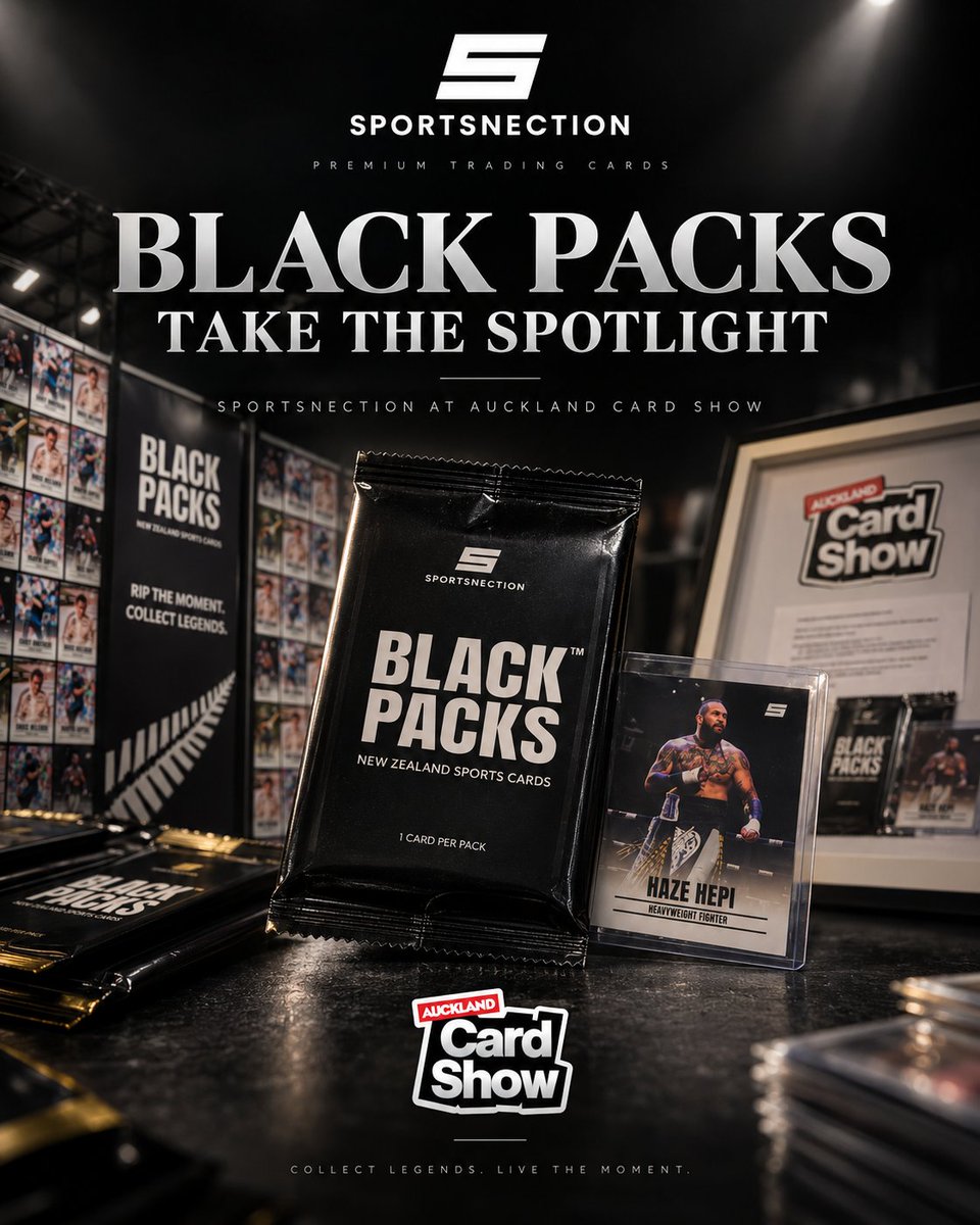 sportsnection's tweet photo. The Black Packs took the spotlight in Auckland. 🖤🇳🇿
Sportsnection at the Auckland Card Show, bringing New Zealand sports, collectors and premium trading cards together under one roof.
Rip the moment. Collect legends.
#Sportsnection #BlackPacks #AucklandCardShow #TradingCards https://t.co/hStDIsOPQh