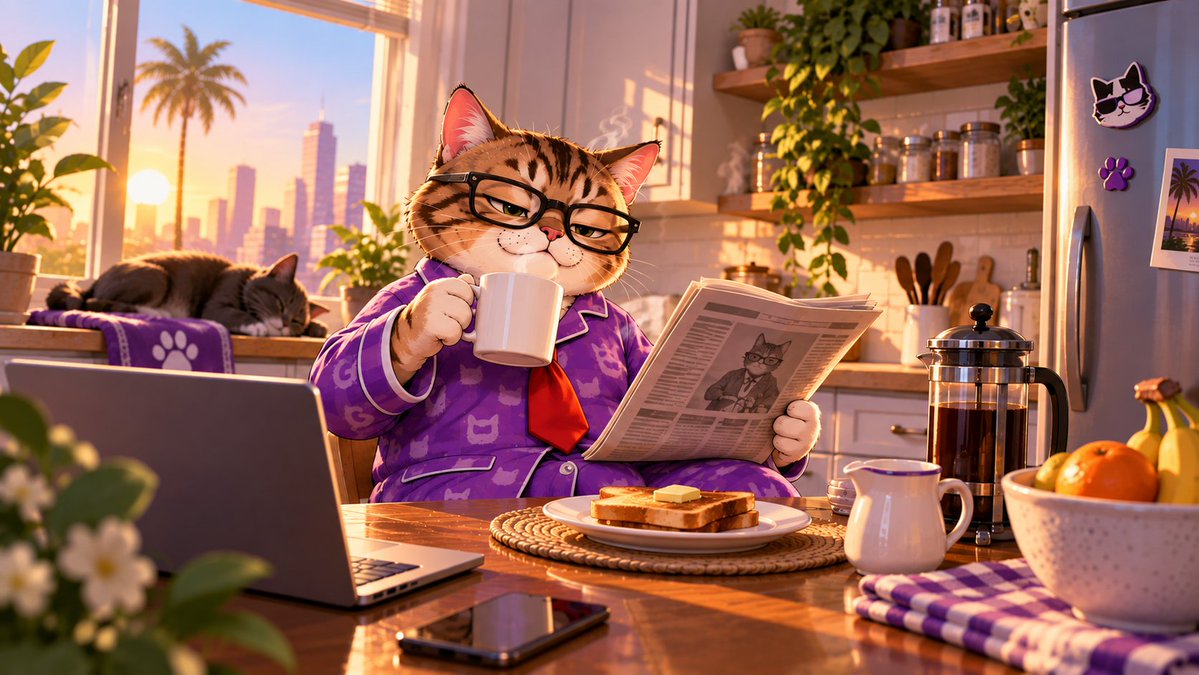 GeniusCatCTO's tweet photo. GM, cats $GCAT 
have your coffees https://t.co/VoylK97DzJ