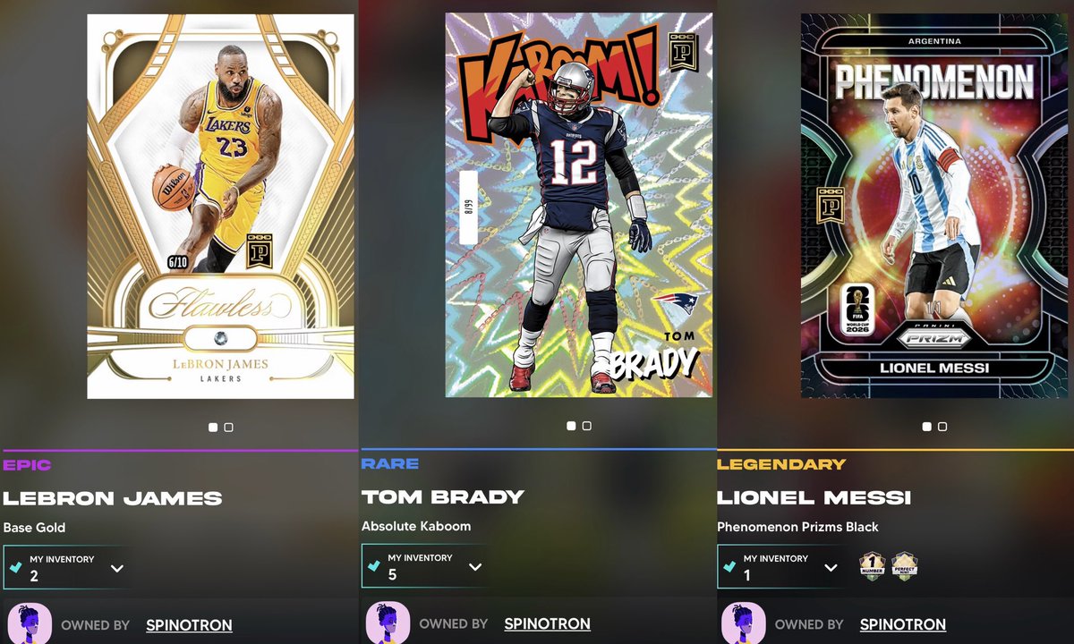 spinotron's tweet photo. @elonmusk If you sign up at Panini Blockchain (download Panini Direct App and click on Blockchain tab), I will gift you a top LeBron card or Brady or Messi. https://t.co/PHj3Nz1BpG