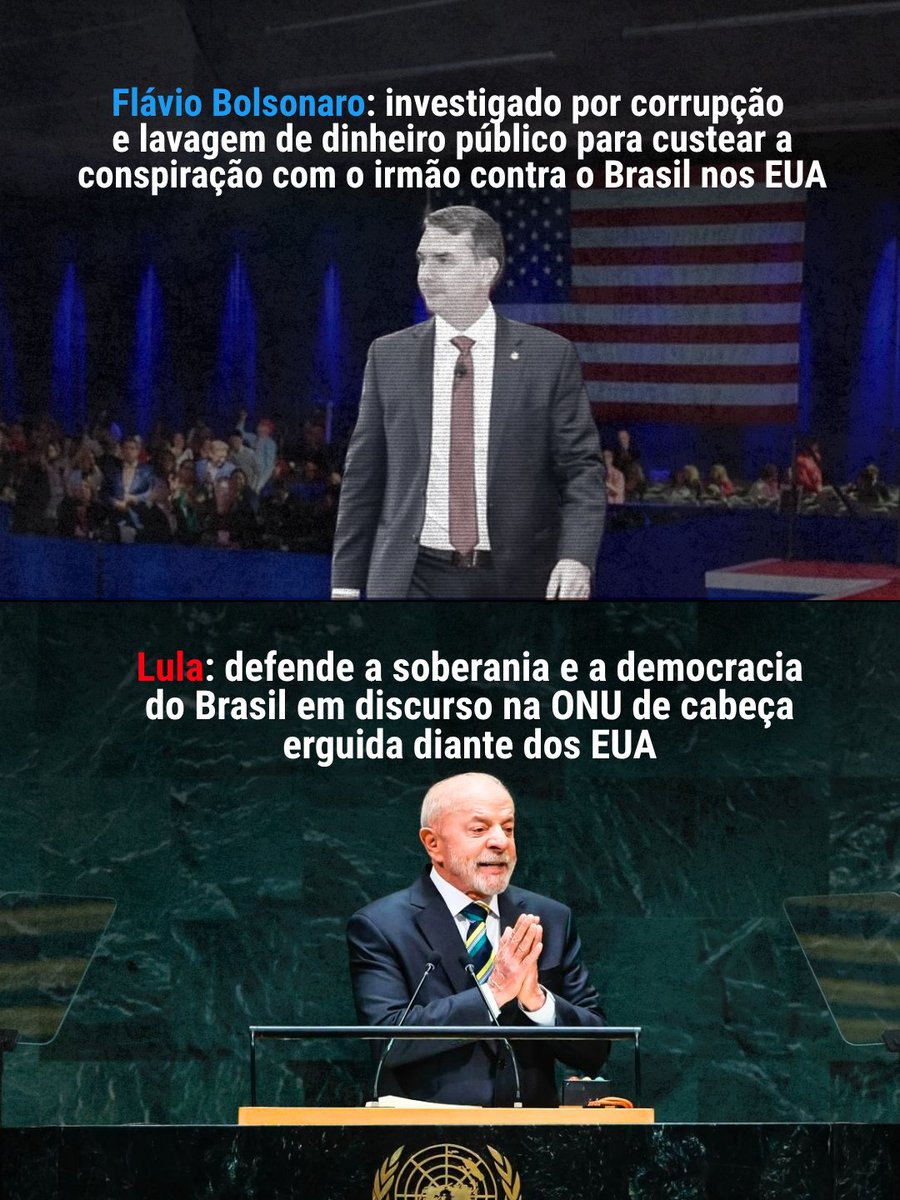 ptbrasil's tweet photo. Um é candidato a presidente do Brasil. O outro é candidato a vassalo dos Estados Unidos. Basta comparar! 🇧🇷 https://t.co/e4hV6nfyHg