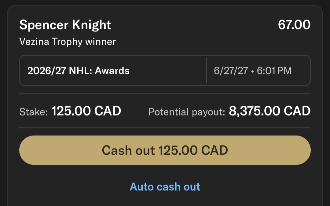 UncutGambitGems's tweet photo. For the NHL Vezina Trophy, Spencer Knight (+6600) is a small intriguing long shot that I'm entering the new season with as we await the rest of the congested field to provide appealing entry points.

The Chicago Blackhawks had some hopeful moments last season, but ultimately finished as one of the worst teams in the league via a 29-39-14 record for a league second worst 72 points, 2.56 GF/G (30th), 3.29 GA/G (27th), 16.9% PP% (29th) and 83.6% PK% (2nd). Yet, what was hidden within the up and down season was Knight's first season as a full-time starter via 19-25-0, 2.82 GAA, .902 SV%, 3 SO with a 10.9 GSAE (14th in NHL). With a team in front of him that was 30th in CF% (45.60), 32nd in SF% (44.38), 30th in GF% (43.27), 32nd in xGF% (42.25) and 32nd in SCF% (43.29), Knight still managed to maintain a SV% above .900 with a GAA (2.80) that rivalled the likes of Jakob Dobes (2.78), Connor Hellebuyck (2.86), Ilya Sorokin (2.68) and Jeremy Swayman (2.71) with a fraction of the defensive ecosystem.

It's a loaded field littered with future HOF candidates which makes it one hell of an uphill climb, but a talent injection to the roster via Bowen Byram, Patrick Kane, Roman Kantserov and Anton Frondell and a young roster with another year of marinating and maturing should provide Knight with a possible spring Knight into the type of success that could put his name into the conversation.

#gambitgemfutures
#gamblingtwitter