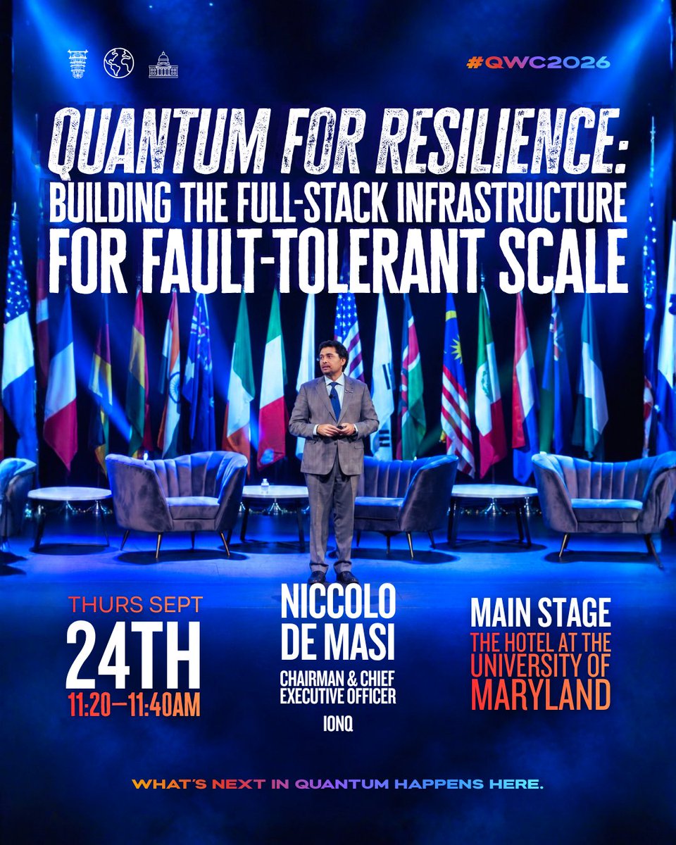 Join us this Thursday for our CEO @​NiccoloDeMasi keynote at Quantum World Congress! His talk, “Quantum for Resilience: Building the Full-Stack Infrastructure for Fault-Tolerant Scale” will chart the course to broad quantum adoption. Hear directly from him on: