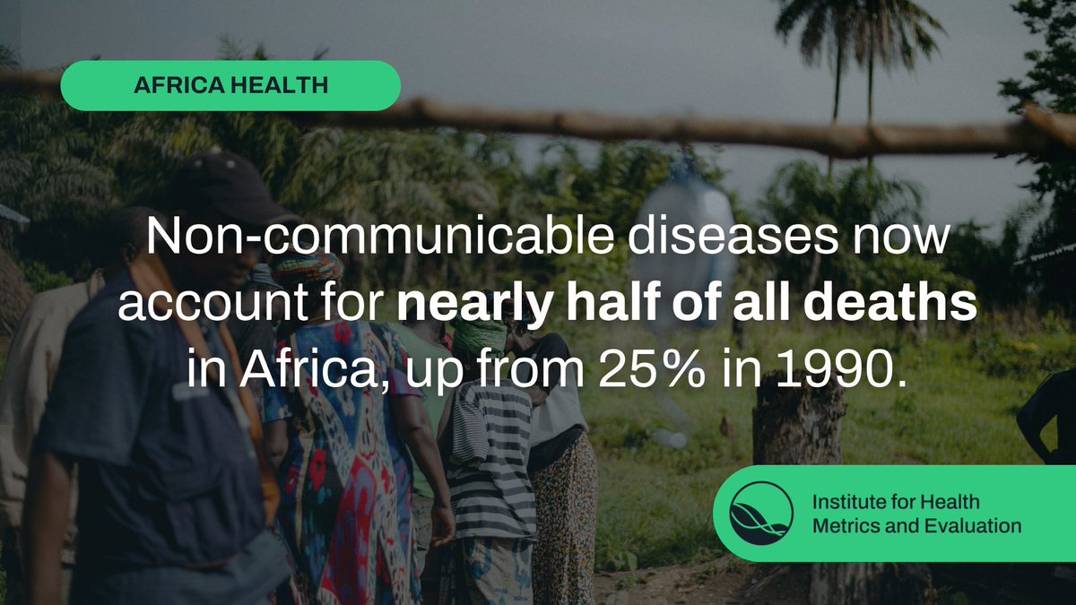 IHME_UW's tweet photo. New research in @LancetGH—Non-communicable diseases (NCDs) accounted for an estimated 4.7M deaths across Africa in 2023, nearly 45% of all deaths on the continent. This is the most comprehensive assessment of NCD burden &amp; risk factors from 1990 to 2023: https://t.co/1J0xz7fkJv https://t.co/JKUbVrhmCm