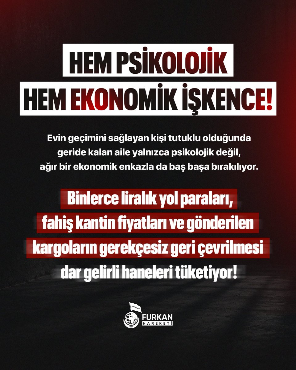 furkanhareketiT's tweet photo. HEM PSİKOLOJİK HEM EKONOMİK İŞKENCE! 

Evin geçimini sağlayan kişi tutuklu olduğunda geride kalan aile yalnızca psikolojik değil, ağır bir ekonomik enkazla da baş başa bırakılıyor! 

#YargıEliyleZulüm
MahpusAilelerine Zulüm
AkpDönemi ZulümDönemi

https://t.co/5txszw4B5Y