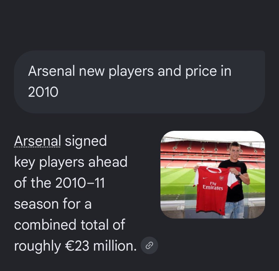 Allegedly95's tweet photo. @EDjele We were wonderful.

Wenger didn’t get the needed funding to buy world class players cause Arsenal were neck deep in debts of the new stadium..

In the 2010s Chelsea, Man City and COs were spending over €100 per window, while we spent £25-40 if lucky.

You can’t even compare 😂😂 https://t.co/SJpHPpyMVM