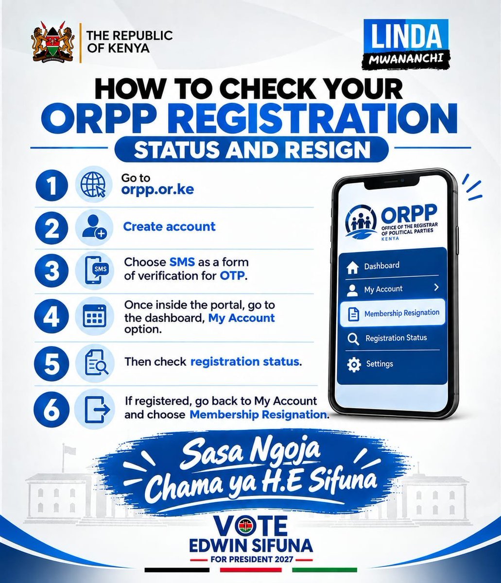 PChessa2's tweet photo. Go to https://t.co/mvDKzROKt3
Create account 
Choose sms as a form of verification for OTP
Once inside the portal, go to the dashboard, my account option
Then check registration status
If registered, go back to my account and choose membership resignation.

Ngojea Chama Cha H.E https://t.co/oWEqiUxb4M