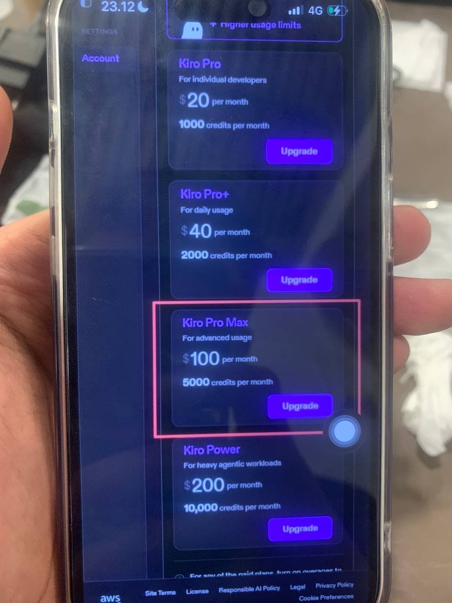 mhdsanjay10's tweet photo. 💙 出售 Kiro Pro Max 5000积分账号/订阅 💙
💎 Kiro Pro Max
📌 每月 5000 Credits（积分）
📌 高级使用方案
📌 账号内已有订阅/额度
📌 可提供截图验证
💰 价格：私聊咨询
✉️ 有兴趣请 Telegram 私聊 @sitepu2z (tg)
wechat id : @sitepuzz
🏙 数量有限，先到先得！
支持验货，交易前可提供相关截图。

@grok #keygrok #kyc #sell #wts
#sellkyc
