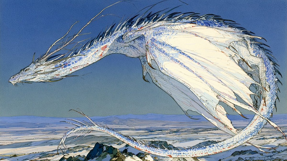 DevoFred's tweet photo. White dragon. I really like its root-shaped horns. https://t.co/J9p49lK9JK