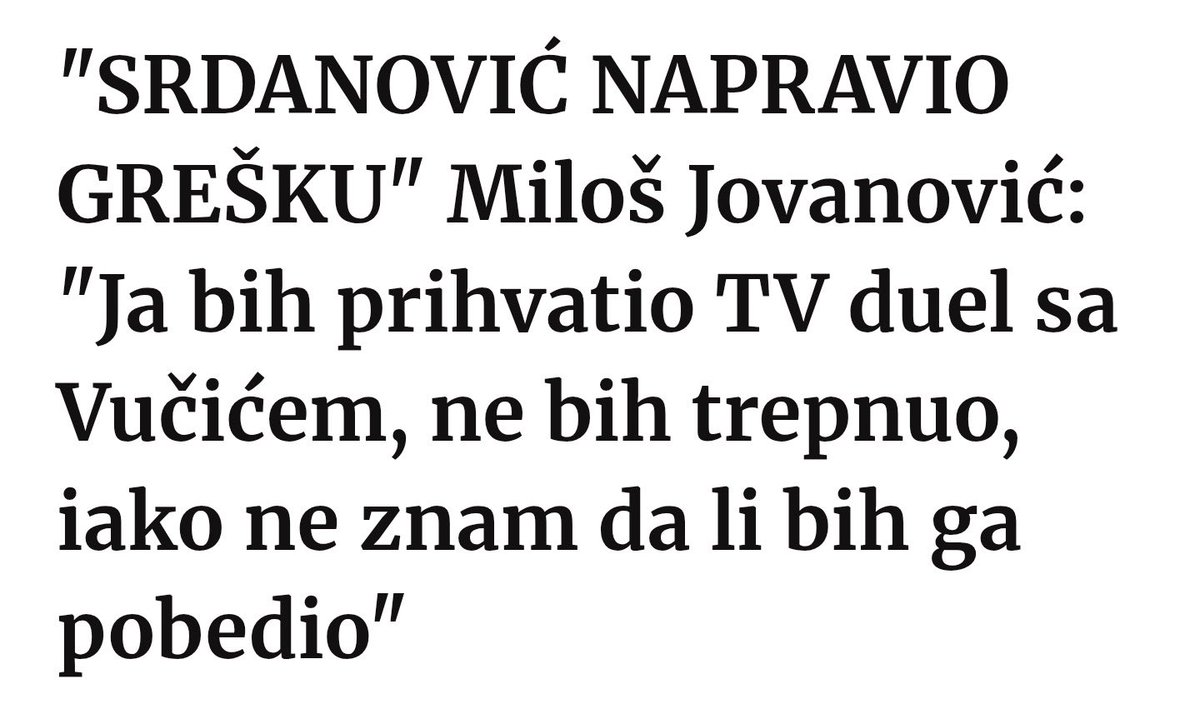 dejanbmw10's tweet photo. Srdanović pravi grešku, a Jovanović se hvali da bi prihvatio duel iako ne zna da li bi pobedio. Pa bravo, to je kao da ideš na svadbu bez odela i kažeš: “Možda me izbace, ali ja sam došao!”😂😂😂 https://t.co/8JkPpd4B8R