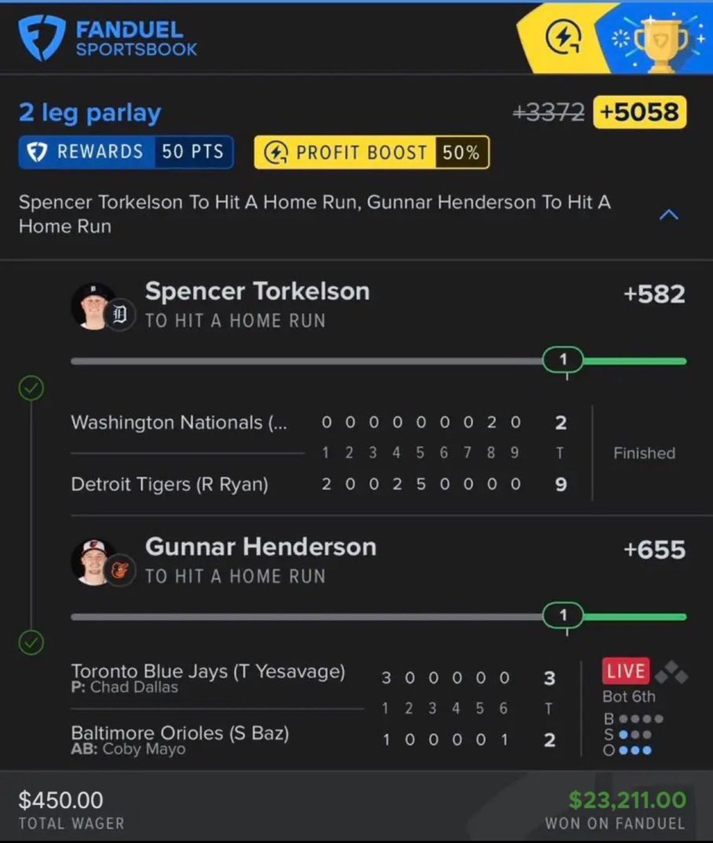 JoeyAnn18HP's tweet photo. CASSSHHHHHHH IT ✅✅ ($23K💰)

Spencer Trokelson 
Gunnar Henderson 
Pete Alonso https://t.co/t5bcWlPpoY