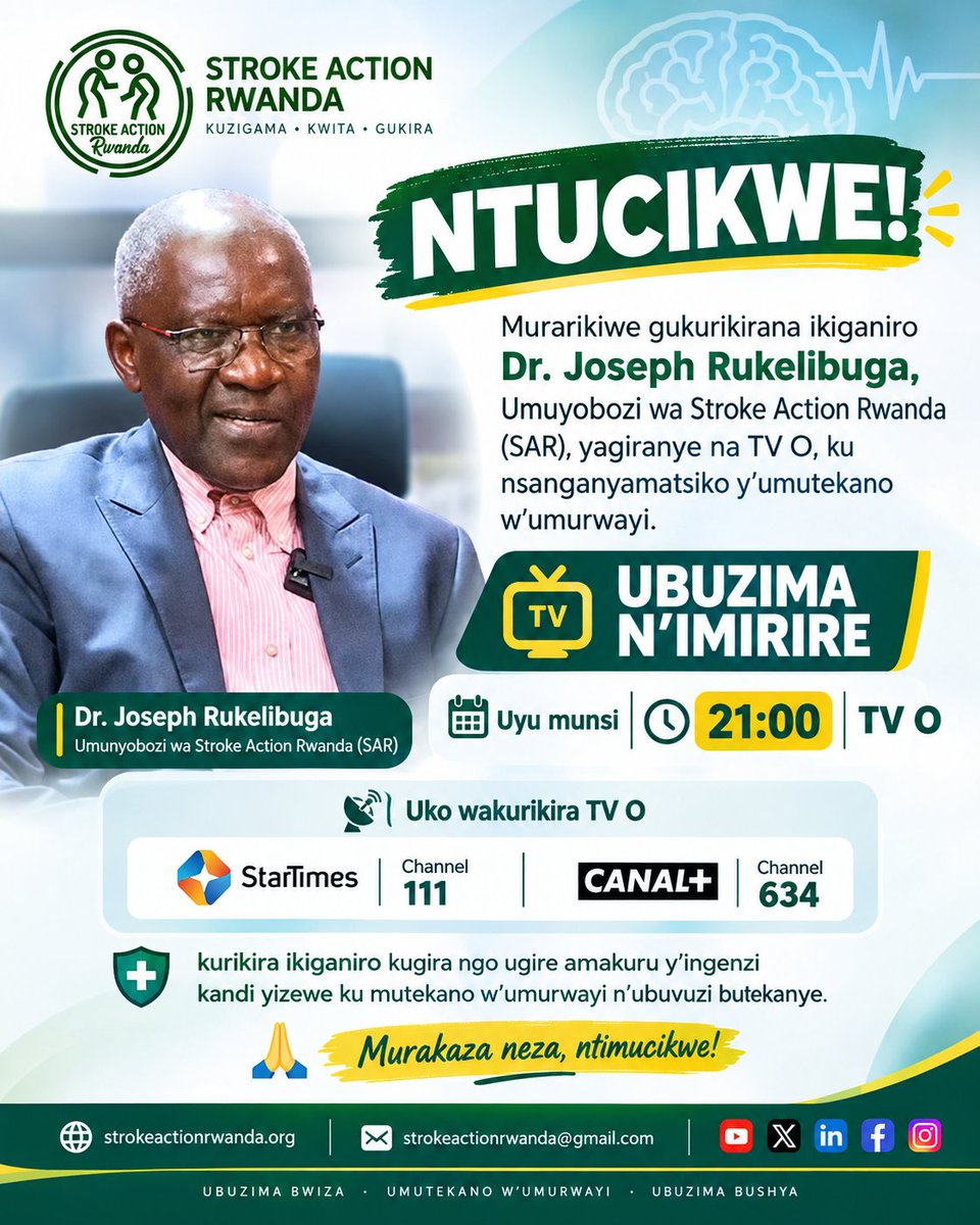 strokeaction_RW's tweet photo. 📢 𝗡𝗧𝗨𝗖𝗜𝗞𝗪𝗘! Murarikiwe gukurikirana 𝗗𝗿. 𝗝𝗼𝘀𝗲𝗽𝗵 𝗥𝘂𝗸𝗲𝗹𝗶𝗯𝘂𝗴𝗮 kuri 𝗧𝗩 𝗢 mu kiganiro “𝗨𝗕𝗨𝗭𝗜𝗠𝗔 𝗡’𝗜𝗠𝗜𝗥𝗜𝗥𝗘” kivuga ku mutekano w’umurwayi. 🕘 𝗨𝘆𝘂 𝗺𝘂𝗻𝘀𝗶 𝘀𝗮𝗮 𝟮𝟭:𝟬𝟬. StarTimes 111 na Canal+ 634.

🙏 𝗡𝘁𝘂𝗰𝗶𝗸𝘄𝗲! https://t.co/0N9jAiAADi