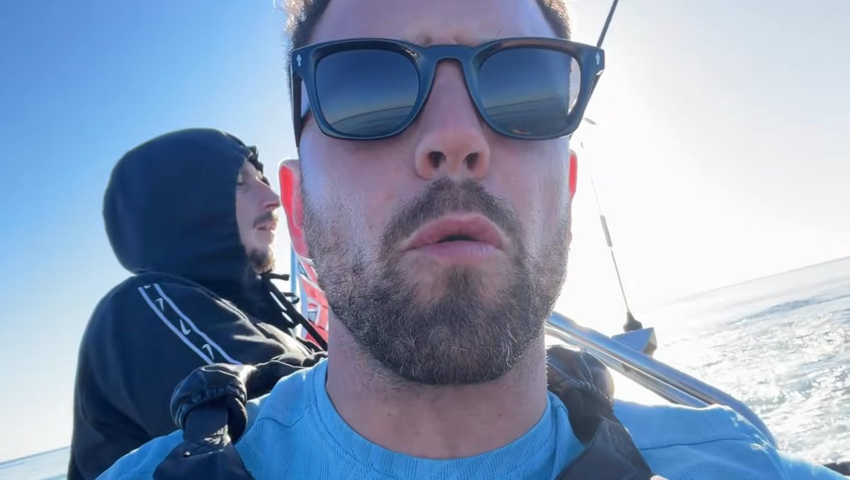 MittensOff's tweet photo. Danny Tommo had two shipmates helping him to put rescuers at risk in the Channel today. The skipper of the boat he was in (seen in grey), and a fake fisherman (with a massive nose). He thought he'd protected their identities, he hadn't. If you know who they are, alert the authorities.