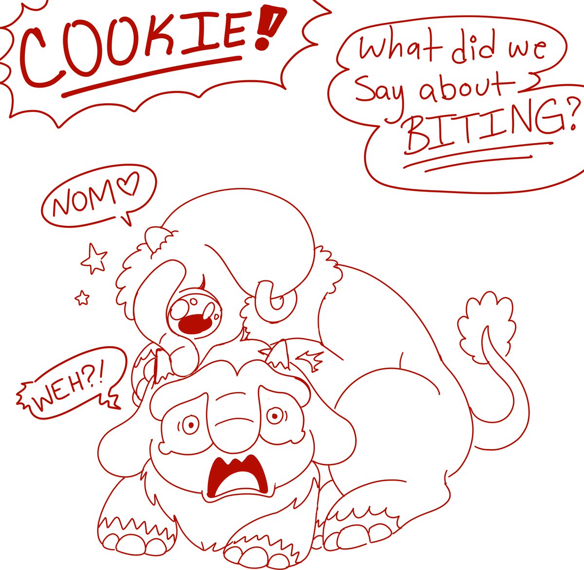 SeebeeNanigins's tweet photo. I had to draw this of Benny and Cookie after seeing this funny cat video!

Poor Cookie wants to play, but forgets her bites are a little strong for her age.

Benny belongs to @Fihshey https://t.co/Pb8Jahoq7k