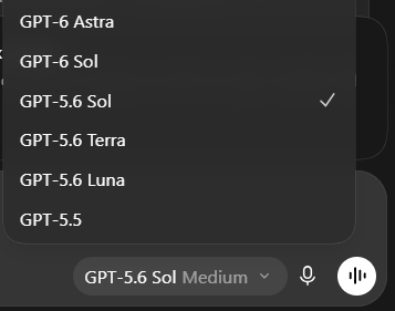 PeikGabriel's tweet photo. GPT-6 Sol just dropped. #OpenAI #Codex https://t.co/HvTluAOl1D