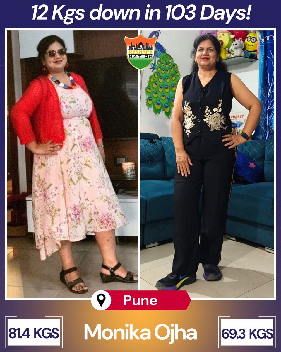 HaydeeMizej9e4's tweet photo. 81. 4 KG ➝ 69. 3 KG — Monika Ojha’s amazing transformation. More than weight loss, it’s about better health, confidence, and becoming stronger. Consistency made the difference. Your transformation can start today. https://t.co/rngdsBpqme