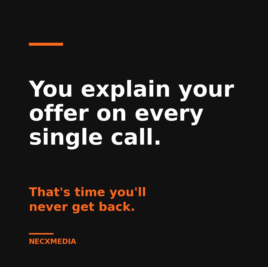 TheGroovyMentor's tweet photo. You explain your offer on every single call. That's not selling, that's repeating yourself. Fix isn't a better pitch, it's a system that explains it before the call happens. https://t.co/yIVxd6agkj