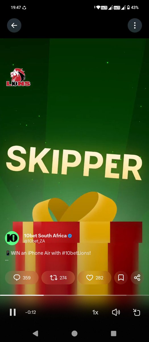 neou5mi's tweet photo. @10bet_ZA @LionsRugbyCo The word skipper appears at 0:12 second 
#10betLions 
#ForTheBettor
#10bet https://t.co/Ig12ItPzRJ