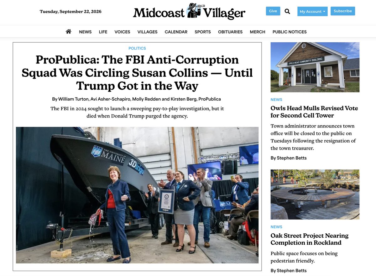 aseitzwald's tweet photo. ProPublica story leading the homepage of many major news outlets Maine right now. https://t.co/XveGru7Av7