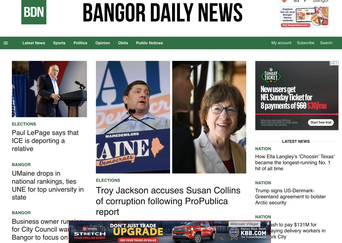 aseitzwald's tweet photo. ProPublica story leading the homepage of many major news outlets Maine right now. https://t.co/XveGru7Av7