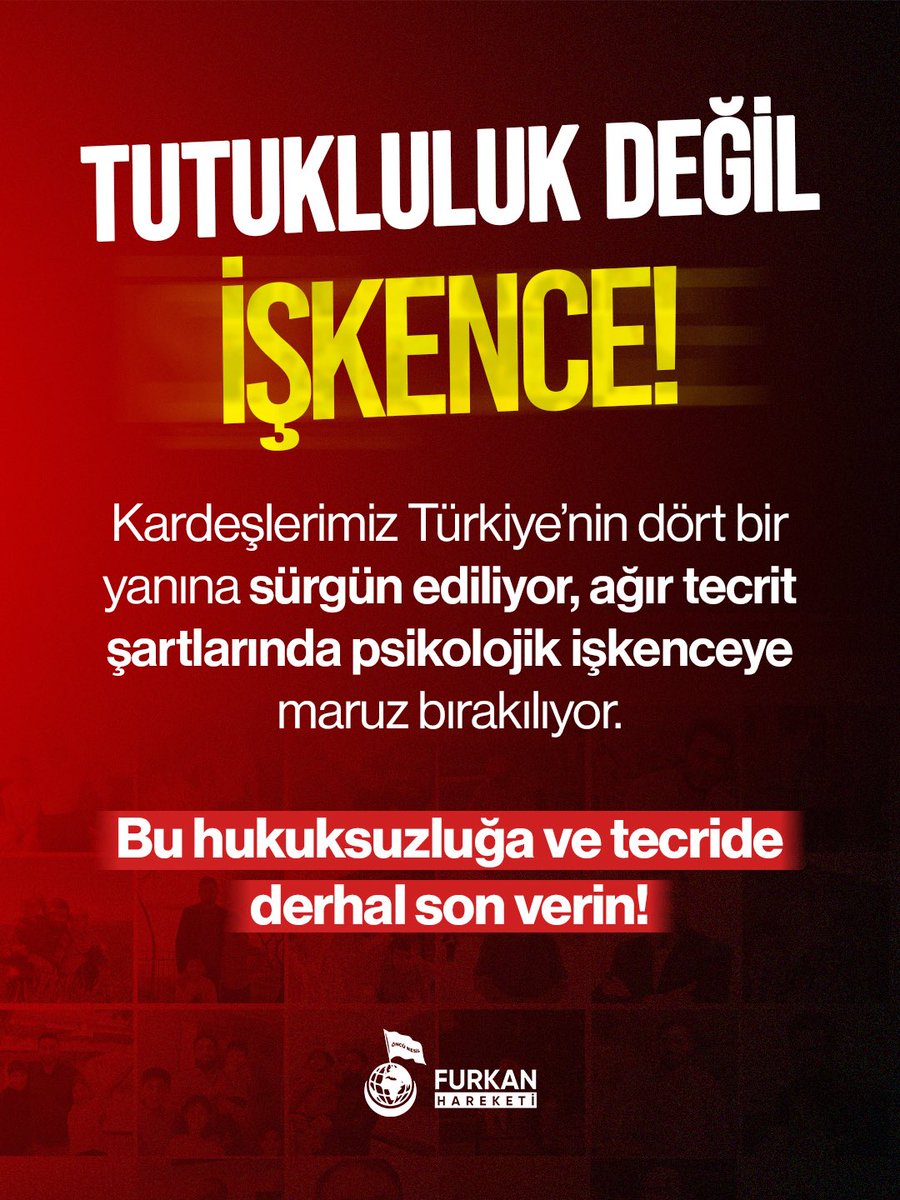 furkanhareketiT's tweet photo. TUTUKLULUK DEGİL İŞKENCE!

Kardeşlerimiz Türkiye'nin dört bir
yanına sürgün ediliyor, ağır tecrit
şartlarında psikolojik işkenceye
maruz bırakılıyor! 

Bu hukuksuzluğa ve tecride
derhal son verin!

#YargıEliyleZulüm
MahpusAilelerine Zulüm
AkpDönemi ZulümDönemi

https://t.co/5txszw58Vw