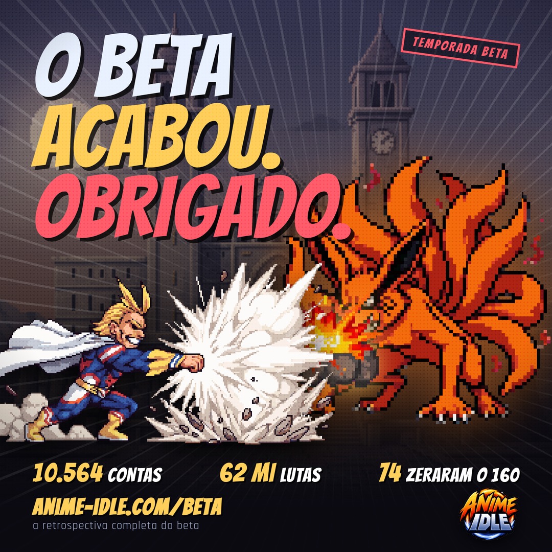 AnimeIdle_'s tweet photo. O Beta chegou ao fim, e agora é hora de olhar para tudo o que a comunidade construiu durante essa jornada! 

Confira todas as estatísticas e recordes do Beta em: https://t.co/6iPWH7zouo https://t.co/s3rL2Z0mdA
