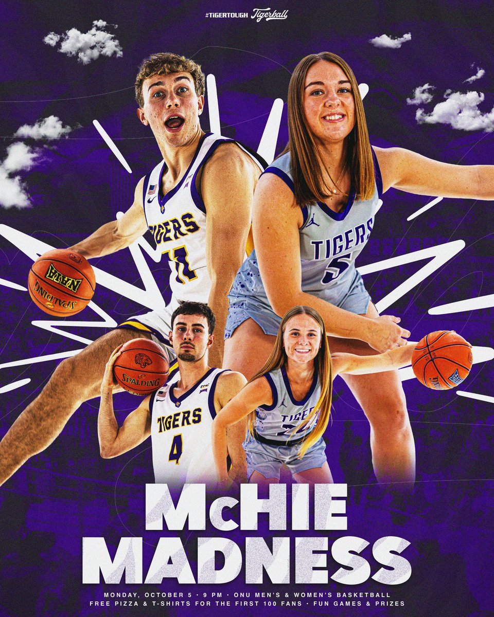ONU_Tigerball's tweet photo. McHie Madness is BACK!! 🏀🏀

We’re bringing McHie Madness back and YOU’RE INVITED! The madness will begin on Monday, Oct. 5 at 9 p.m. - free pizza and t-shirts to the first 100 students, ONU basketball gear and other prizes are all up for grabs.

We’ll see you there! https://t.co/PFrPe4jsf0