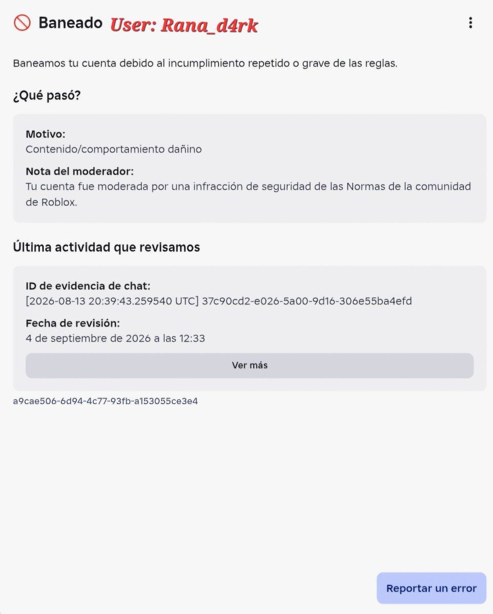 dark_yuzz's tweet photo. @Roblox @Roblox I have been waiting since September 4th for a response to my appeal regarding a completely unfair ban. Your automated system failed and I haven't received a solution. Please review the support cases; many of us are affected by this error every day. 
 #banroblox #unfair https://t.co/ymIO8URH1S