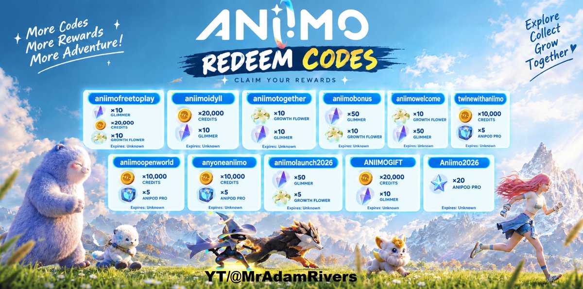 Tesdey's tweet photo. Todos os códigos Ativos em ANIIMO atualmente https://t.co/nRWxpTQJr4