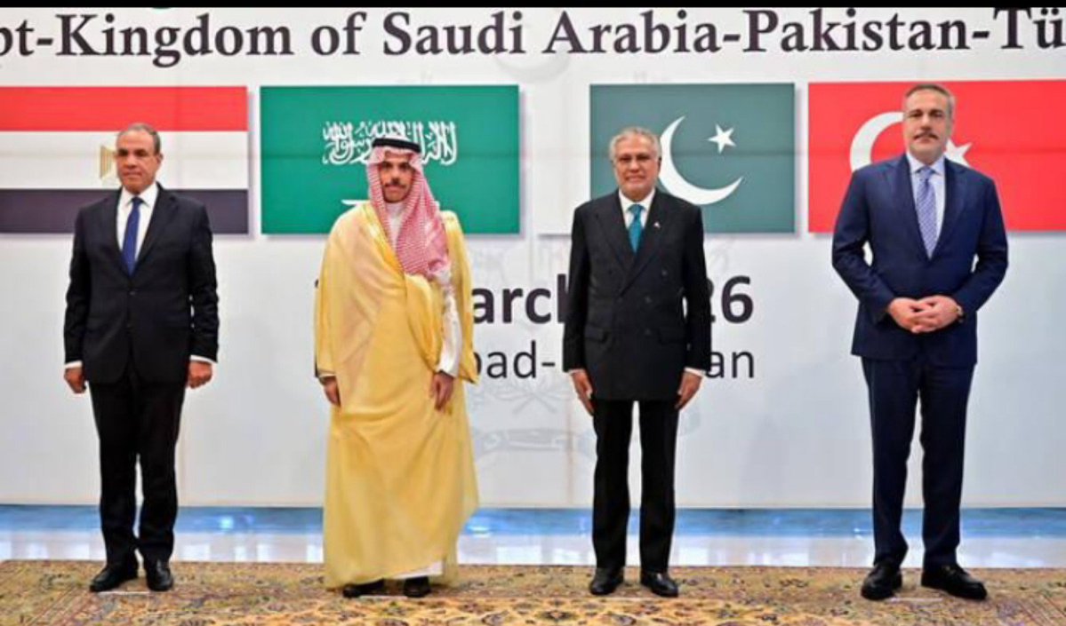 Akkhans1a's tweet photo. Pakistan, Saudi Arabia, Türkiye and Egypt issued a joint statement supporting Saudi Arabia's right to defend itself under international law and calling for safe navigation and diplomatic efforts in the region. https://t.co/xkWOJLXA0f